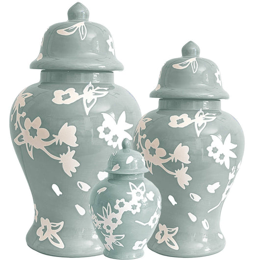 Sakura Small Ginger Jar • Lamb's Ear Blue