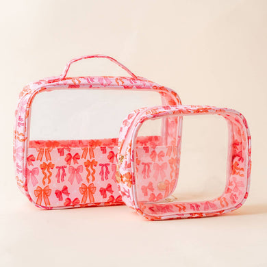 Clearly Chic Cosmetic Bag Set | Blushing Bows