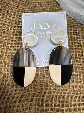 Colorblock Drop Earrings • Black + Cream