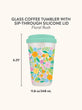 Floral Rush Glass Coffee Tumbler