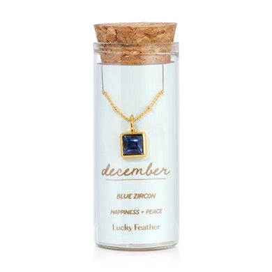 December Birthstone Necklace | Blue Zircon