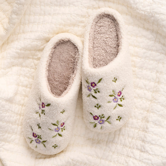 Dainty Floral Slippers | Purple