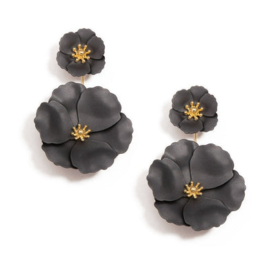 Annabelle Floral Drop Earrings | Black