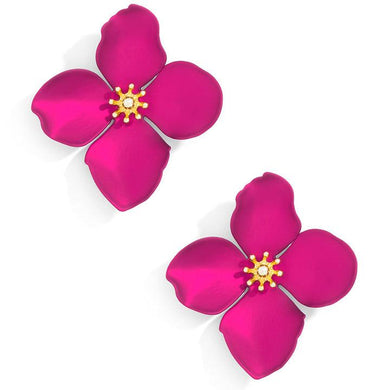 Greta Metallic Earrings | Hot Pink