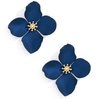 Greta Metallic Earrings | Navy