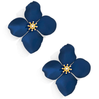 Greta Metallic Earrings | Navy