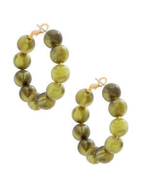 Iris Beaded Hoops | Olive