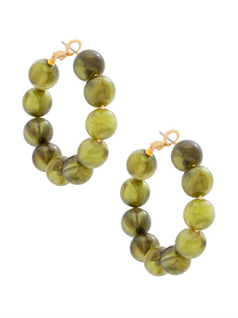 Iris Beaded Hoops | Olive