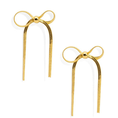 Bow Drop Earrings | Gold