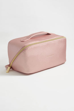 Lay Flat Cosmetic Bag | Metallic Blush