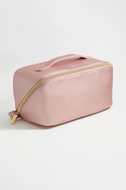 Lay Flat Cosmetic Bag | Metallic Blush