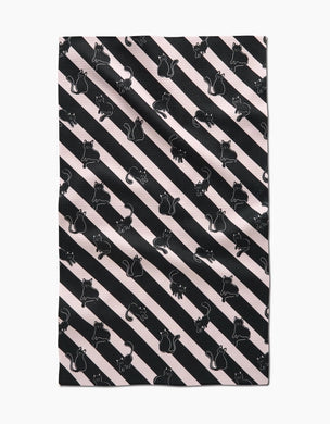 Geometry Kitchen Towel | Striped Black Cats