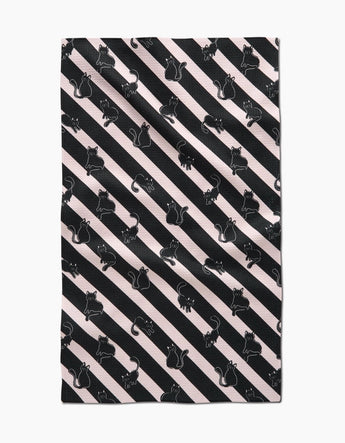 Geometry Kitchen Towel | Striped Black Cats