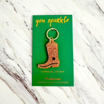 Gold Glitter Keychain | Cowboy Boot