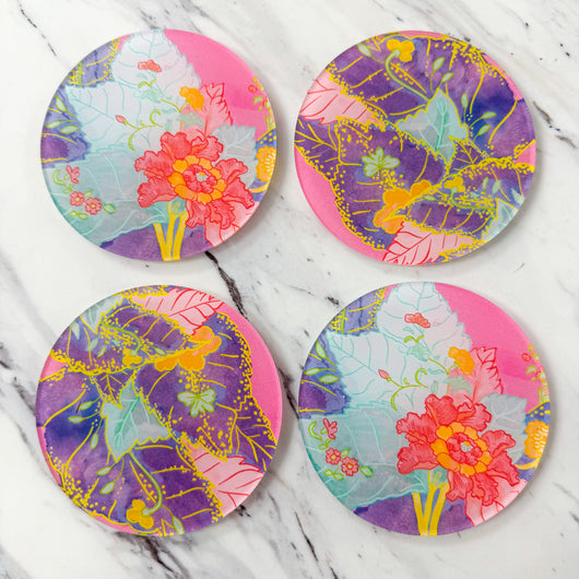 Tobacco Leaf Acrylic Coasters | Set of 4