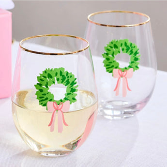 Rosy Wreaths Wine Glass