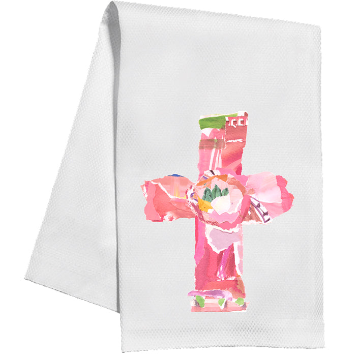 Lauren Dunn Kitchen Towel | Pink Cross
