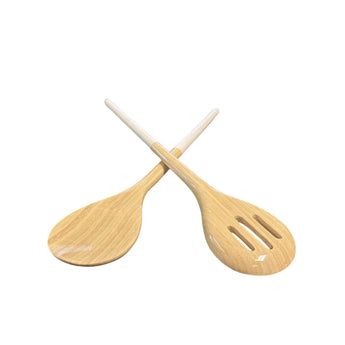 Refined Bamboo Salad Servers | White