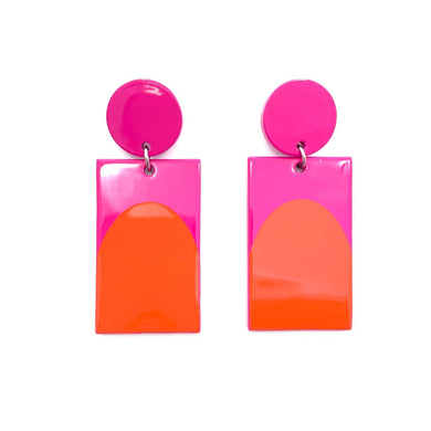 Arch Earrings • Orange + Hot Pink