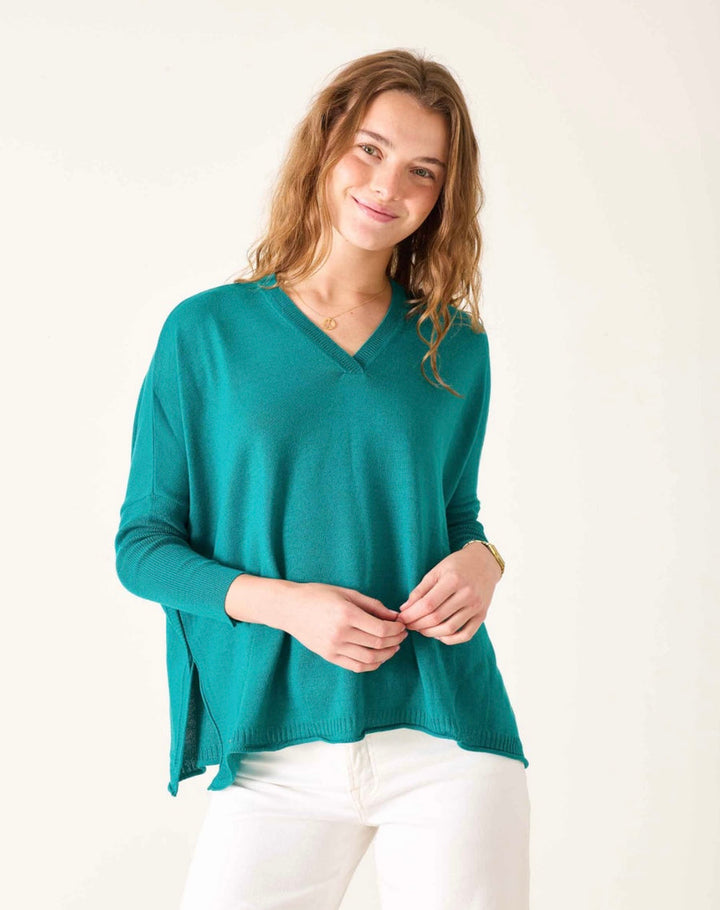 Catalina V-Neck Sweater l Teal