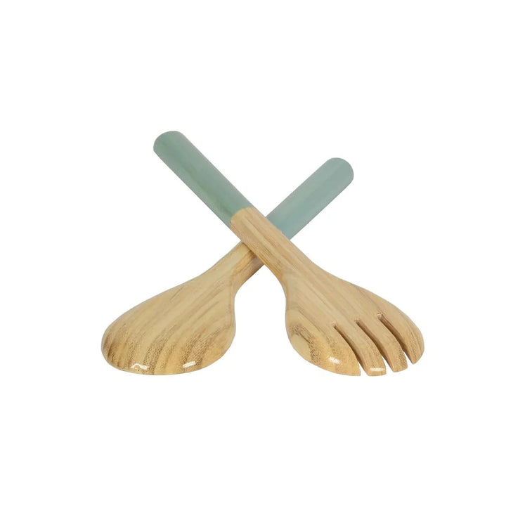 Refined Bamboo Salad Servers | Ice Blue