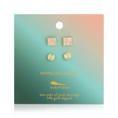 Hopscotch Earring Set | Checkerboard & Swirl