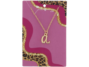 Shiny Gold Cursive Initial Necklace