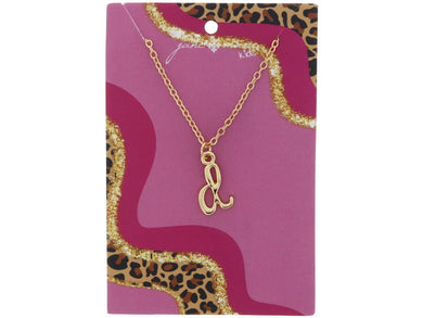 Shiny Gold Cursive Initial Necklace