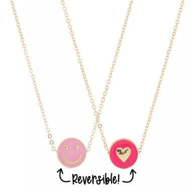 Kids Heart Reversible Necklace | Hot Pink