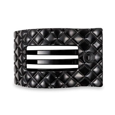 Large Flat Rectangle Hair Clip | Jet Black Quilted