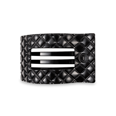 Medium Flat Rectangle Hair Clip | Jet Black Quilted