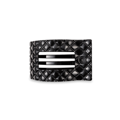 Small Flat Rectangle Hair Clip | Jet Black Quilted