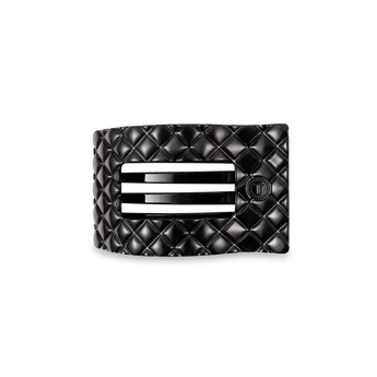 Small Flat Rectangle Hair Clip | Jet Black Quilted
