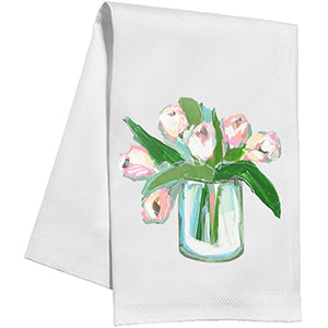 Lauren Dunn Kitchen Towel | Green Tulips