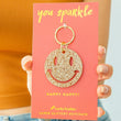 Gold Glitter Keychain | Smiley Face