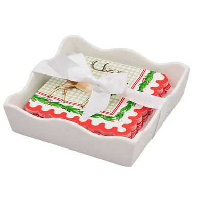 Holly Berry Cocktail Napkins + Tray