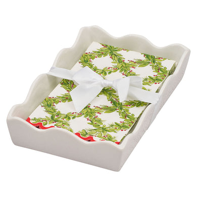 Holly Berry Guest Towels + Tray