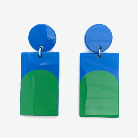 Arch Earrings • Royal Blue + Green