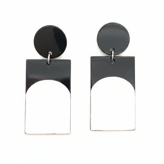 Arch Earrings • Black + Cream