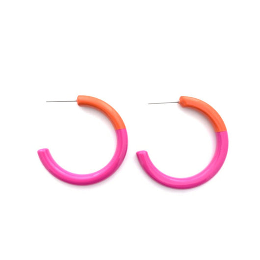 Mazie Colorblock Hoops • Orange + Hot Pink