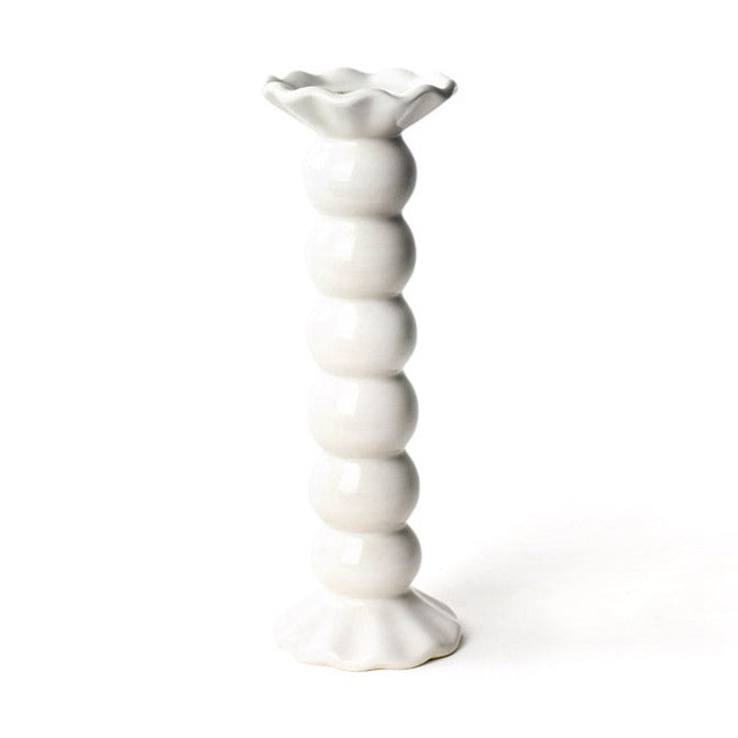 Ruffle Knob Candle Holder | Signature White Large