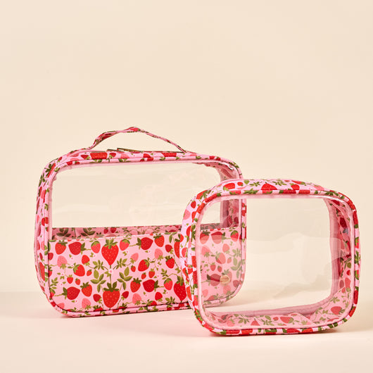 Clearly Chic Cosmetic Bag Set • Strawberry Fields