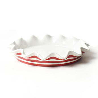 Red Stripe Ruffle Pie Dish