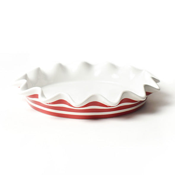 Red Stripe Ruffle Pie Dish