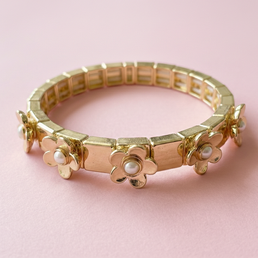 Poppy Gold and Pearl Bracelet