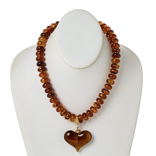 Chunky Heart Necklace • Brown