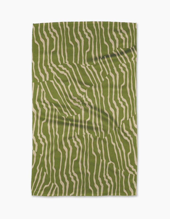 Geometry Kitchen Towel | Stripe Funk Grounds Green