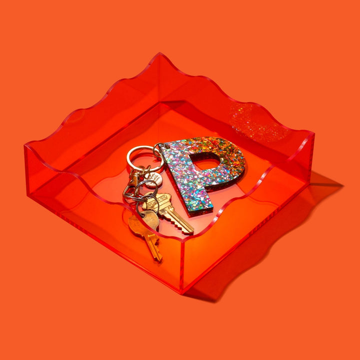 Orange Square Wavy Tray