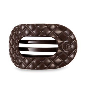 Large Flat Round Hair Clip | Truly Taupe Quilted