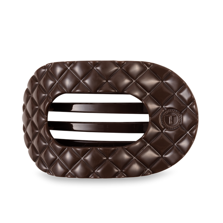 Large Flat Round Hair Clip | Truly Taupe Quilted